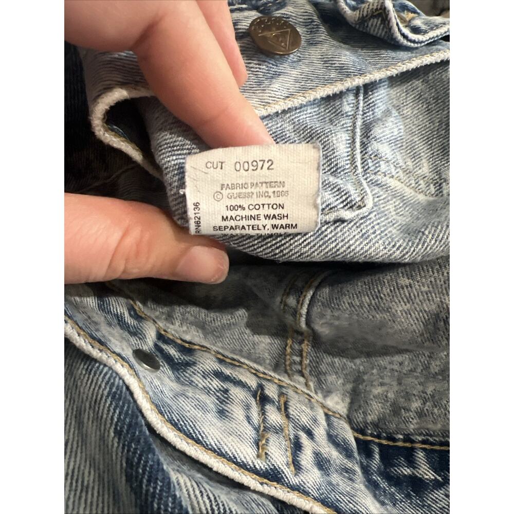 Vintage 80s GUESS By Georges Marciano Acid Wash Jean Jacket Medium Denim - Picture 9 of 12